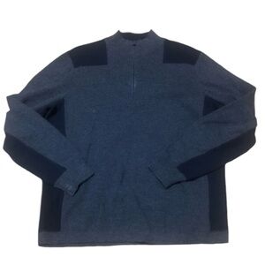 VINEYARD VINES Wool Blend 1/4 Zip Pullover in Blue/Black Size Medium